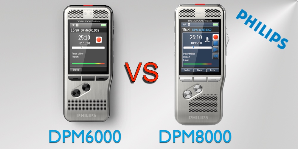 Philips PocketMemo Voice Recorder: DPM6000 vs. DPM8000